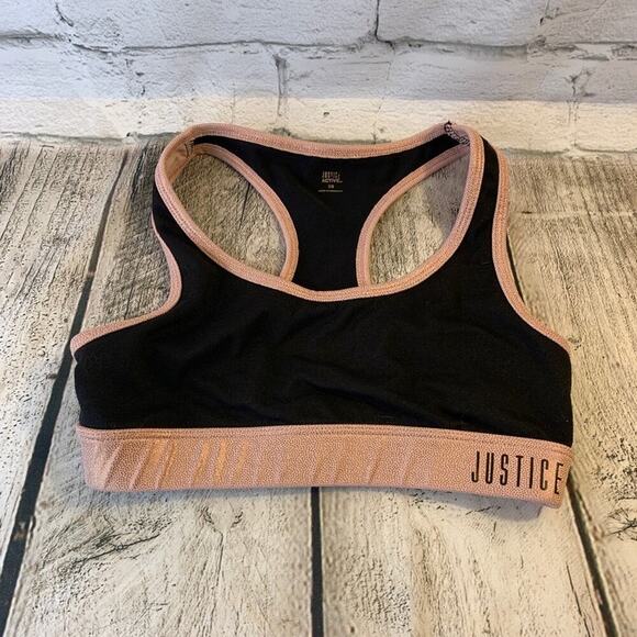 JUSTICE ACTIVE Girl’s Black/Pink Sports Bra / Size: 28 - Picture 1 of 6